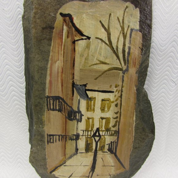 Pirates Alley New Orleans Hand Painted Rustic Slate Art Painting 3" x 6" - Picture 4 of 7